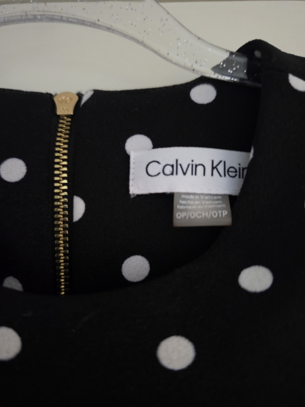 Calvin Klein 0P Black Polka Dot Midi Dress - Picture 2 of 5